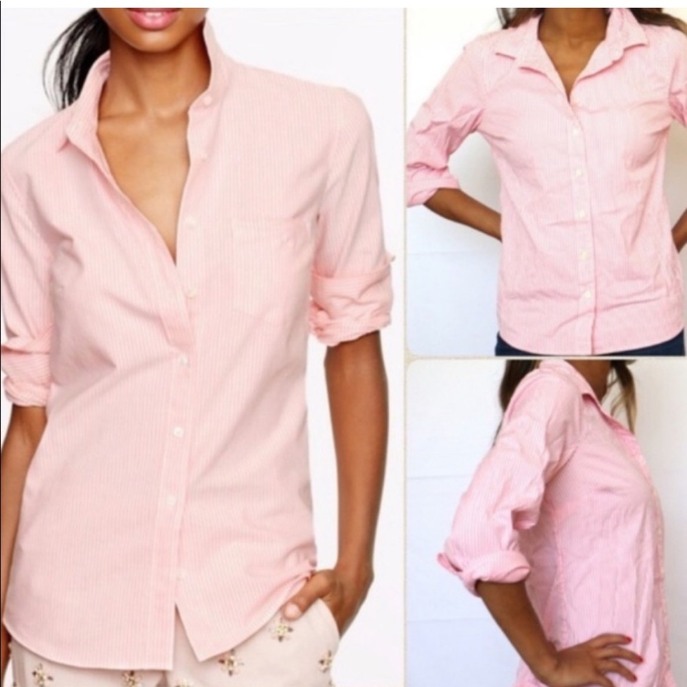 Vintage J. Crew Haberdashery Pink Pin Striped Shirt